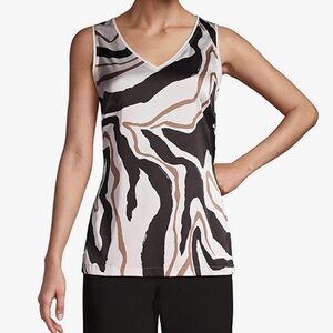 NWOT Chico’s Artistic Stripes Satin Tank Top Size 8/10